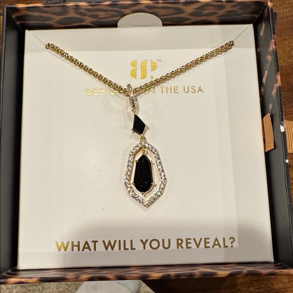 Untamed Collection- Bomb Party Black Crystal Drop Necklace with Pavé Frame